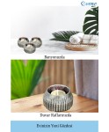 Gümüş Eskitme Mumluk Şamdan 3 Adet Tealight Uyumlu Çizgili Model